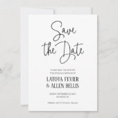 シンプル カジュアル 手書き Save The Date ウェディング 招待状 (正面)