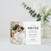 シンプル カジュアル 結婚しました ウェディング 案内ポストカード (スタンド正面)