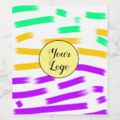 シンプル カスタム イエロー ブルー 水彩画 ロゴ ミニ ワインラベル (シングルラベル)