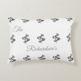 シンプル カスタム ファミリー ネーム ブラック & ホワイト アクセントクッション