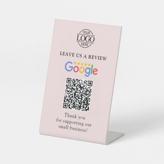 シンプル カスタム Google レビュー QR コード ビジネス ロゴ 台座サイン (正面)