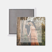 シンプル カップル フォト モダン セーブ ザ デート スクエア マグネット (正面/裏面)