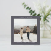 シンプル カラー エレガント テキストと写真 保存 日付 セーブザデート (スタンド正面)