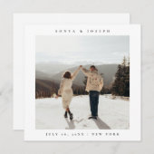 シンプル カラー エレガント テキストと写真 保存 日付 セーブザデート (正面/裏面)