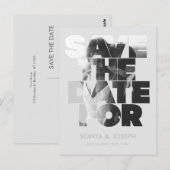 シンプル カラー エレガント テキストと写真 保存 日付 ポストカード (正面/裏面)