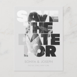 シンプル カラー エレガント テキストと写真 保存 日付 ポストカード