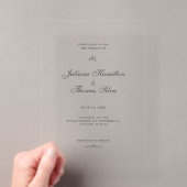 シンプル カリグラフィー ミニマリスト ウェディング アクリル招待状 (インサイチュ (ポータブル))