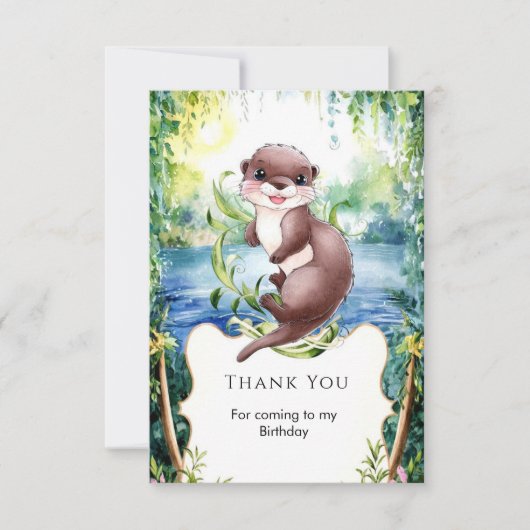 シンプル カルム オッターバースデー サンキューカード (正面)