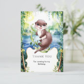 シンプル カルム オッターバースデー サンキューカード (スタンド正面)