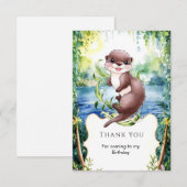 シンプル カルム オッターバースデー サンキューカード (正面/裏面)