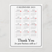 シンプル カレンダー 2023 カスタム ビジネス サンクス ポストカード (正面)