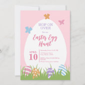 シンプル&キュートピンクパステルイースターエッグ狩り 招待状 (正面)