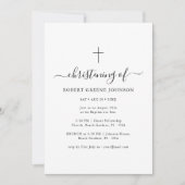 シンプル《キリスト教》洗礼式や命名式バプティスブラック&ホワイト 招待状 (正面)