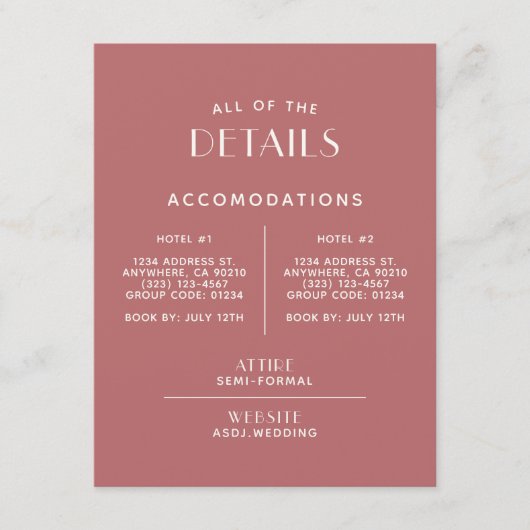 シンプル+クミニマルリーン結婚の詳細 エンクロージャーカード (正面)