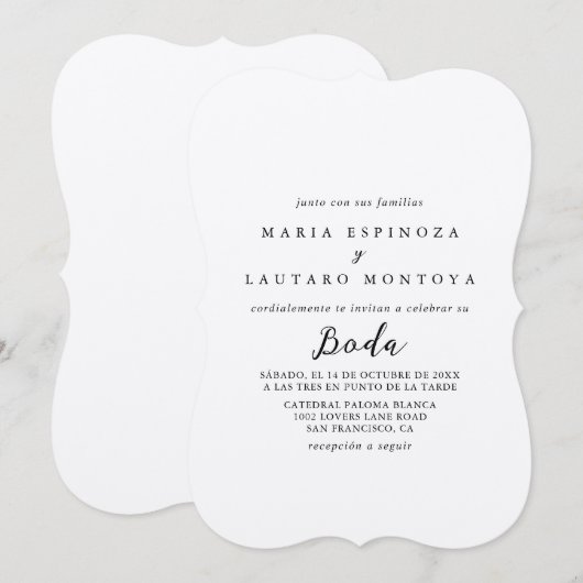 シンプル クラシック クラフト スペイン語 ウェディング インビテーション (正面/裏面)