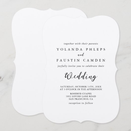 シンプル クラシック クラフト 結婚式 招待状 (正面/裏面)