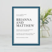 シンプル クラシック ネイビーとホワイトのウェディング 招待状 (スタンド正面)