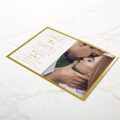 シンプル クラシック フォト ウェディング ゴールド セーブ・ザ・デート 箔招待状 (回転した状態)