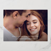 シンプル クラシック フォト ウェディング ゴールド セーブ・ザ・デート 箔招待状 (裏面)