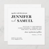 シンプル クラシック ブラック＆ホワイト ウェディング 招待状 (正面/裏面)