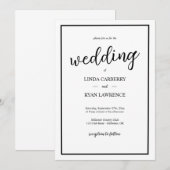 シンプル クラシック ブラック&ホワイト 結婚式 招待状 (正面/裏面)