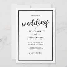 シンプル クラシック ブラック&ホワイト 結婚式 招待状