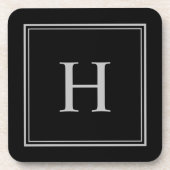 シンプル クラシック ブラック with グレー モノグラム コースター (正面)