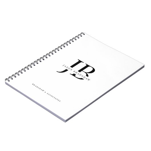 シンプル クラシック プロフェッショナル モノグラムと名前 ノートブック (左側)