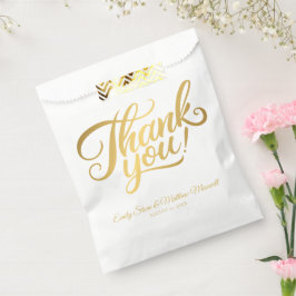 シンプル クラシック ''THANK YOU''  ウェディング ホワイト フェイバーバッグ