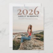 シンプル クラッシィ 2025 ツー フォト テラコッタ 卒業 招待状 (正面)