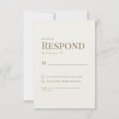 シンプル クリーム ゴールド テキスト 結婚式 RSVP (正面)