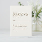 シンプル クリーム ゴールド テキスト 結婚式 RSVP (スタンド正面)