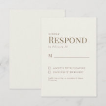 シンプル クリーム ゴールド テキスト 結婚式 RSVP