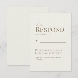 シンプル クリーム ゴールド テキスト 結婚式 RSVP