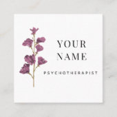 シンプル&クリーン心理療法士カウンセラー花 スクエア名刺 (正面)