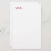 シンプル クリーン プロフェッショナル 名前 赤 白 便箋 (正面/裏面)