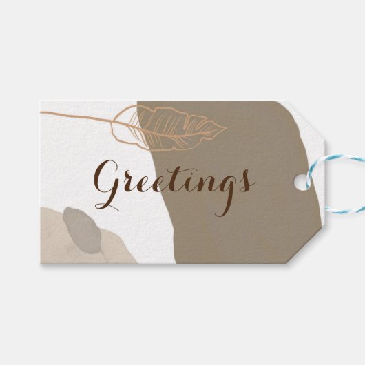 シンプル クリーン ベージュ パンパス ミニマル スカンジナビアン ギフトタグ (正面(横))