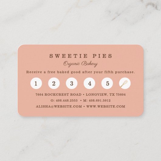 シンプル、クリーン&ミニマルスタイルベーカリーウィスクロゴ ロイヤリティカード (裏面)