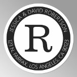 シンプル クール ブラック&ホワイト&返信住所 ラウンドシール<br><div class="desc">結婚式や休日の招待状、ビジネス、または手紙を目立たせるのに最適なモダンなデザインの返信住所シール。</div>