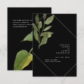 シンプル&グリーナリーブラック結婚ズ セーブザデート (正面/裏面)