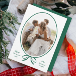 シンプル グリーン リボン オーバル 写真 クリスマス