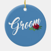 シンプル グルーム フローラル ウェディング カリグラフィー | オーナメント (裏面)