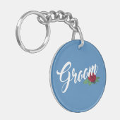 シンプル グルーム フローラル ウェディング カリグラフィー | キーチェーン (正面左)