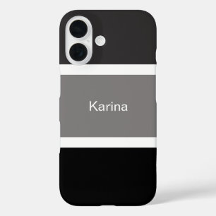 シンプル グレー 黒 白 ストライプ オリジナル iPhone 16ケース