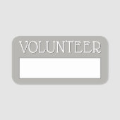 シンプル、グレー「VOLUNTEER」の名前タグ 名札 (正面)