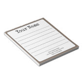 シンプル コーヒー ブラウン レトロ お名前追加 ライン入り ノートパッド (アングル)