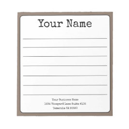 シンプル コーヒー ブラウン レトロ お名前追加 ライン入り ノートパッド