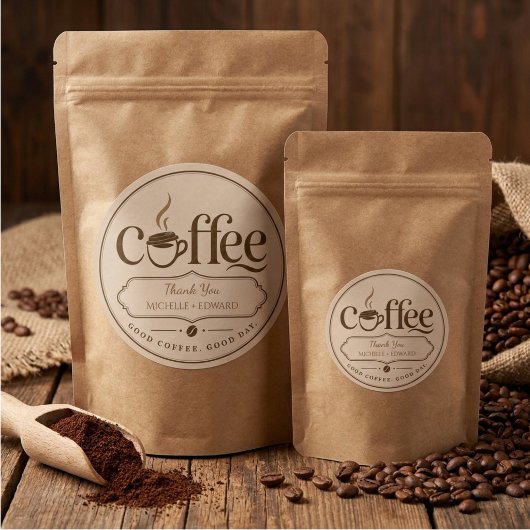 シンプル コーヒー ラベル rustic brown beans