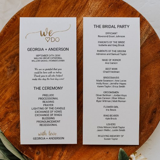 シンプル ゴールドカリグラフィー「ウエディングプログラム」 プログラム