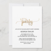 シンプル ゴールドカリグラフィー ブライズメイドパーティー 招待状 (正面)